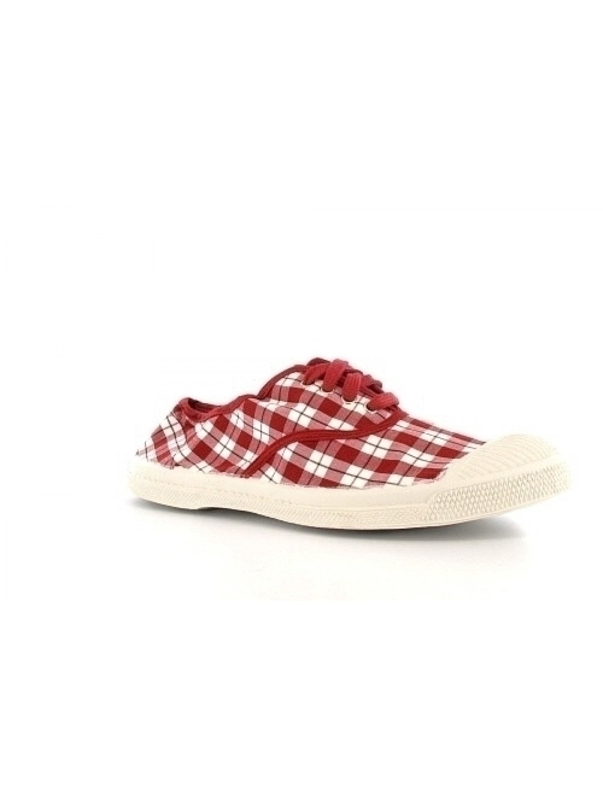 Bensimon tennis lacet carreaux rouge