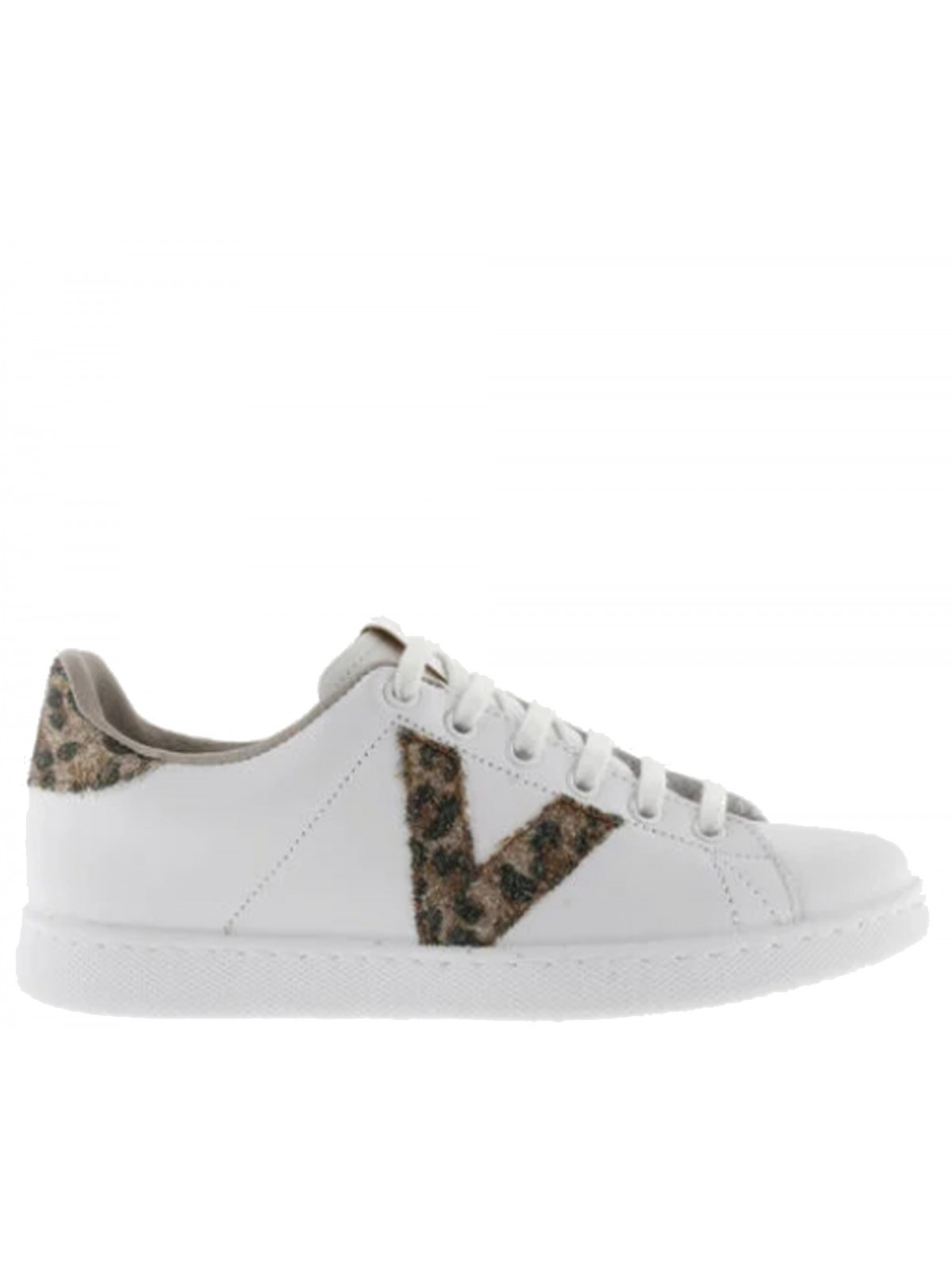 Victoria Tenis cuir blanc leopard