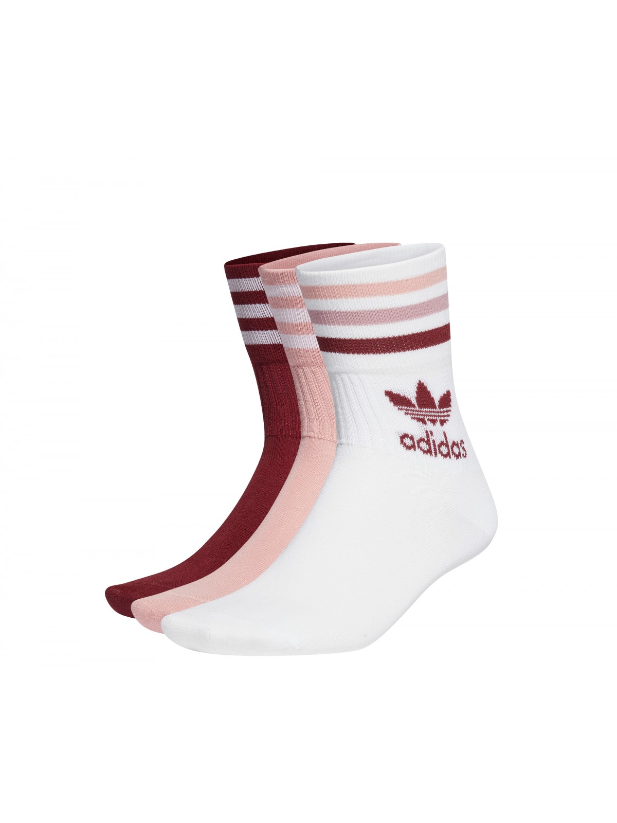 ADIDAS Chaussettes Mid Crew rose / bordeaux / blanc