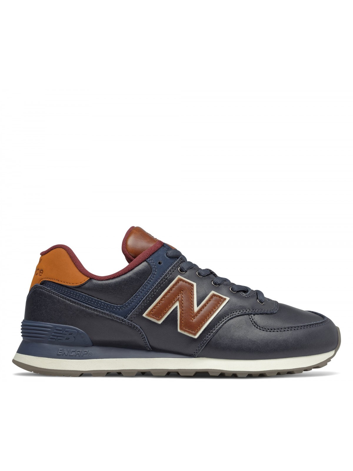 New Balance ML574 cuir marine / camel / cognac