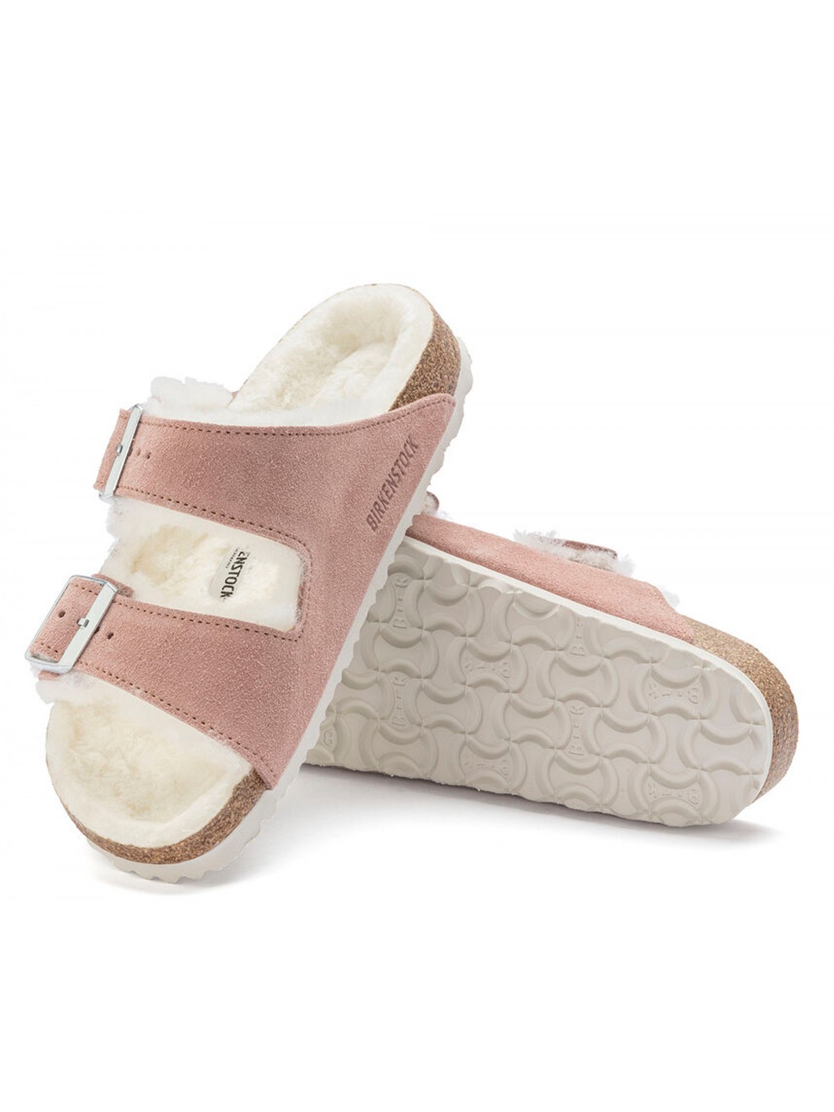 Birkenstock Arizona Suède rose en fourrure d'agneau