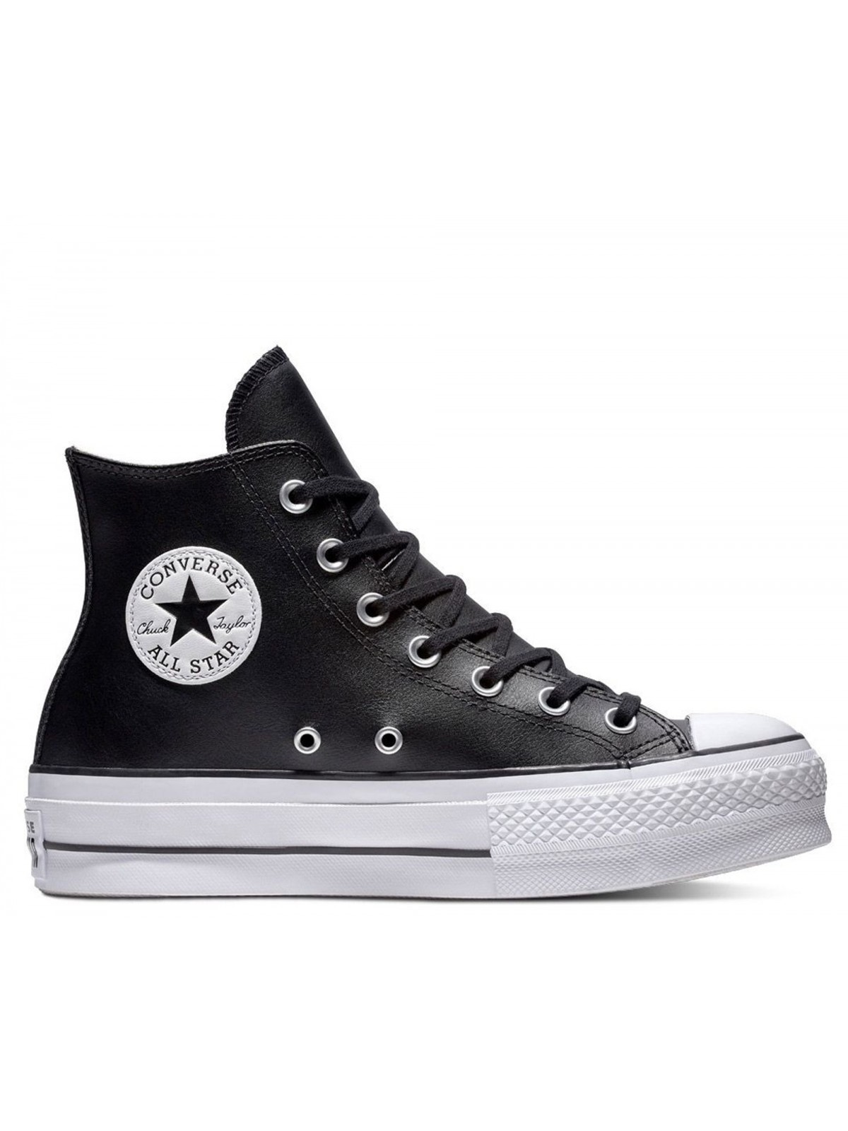 converse en cuir noir plateforme
