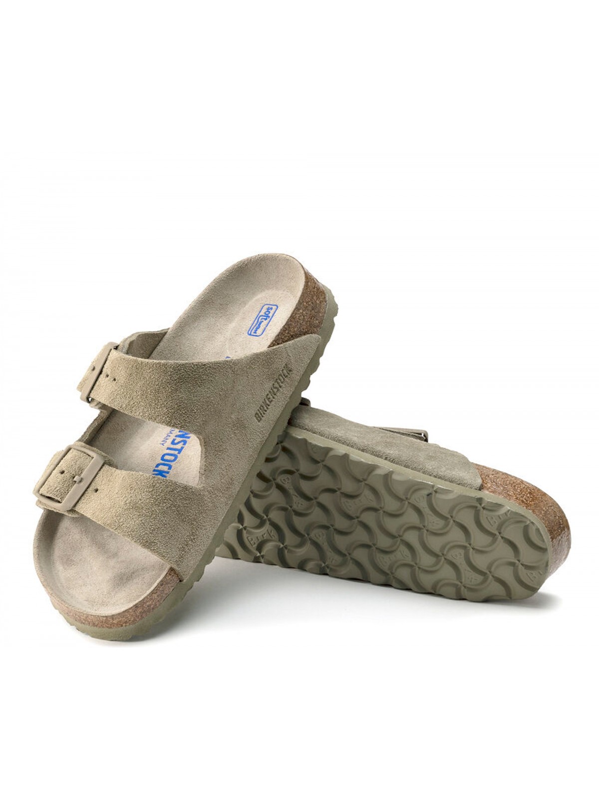 Birkenstock Arizona Suède Faded kaki Lit de pied souple