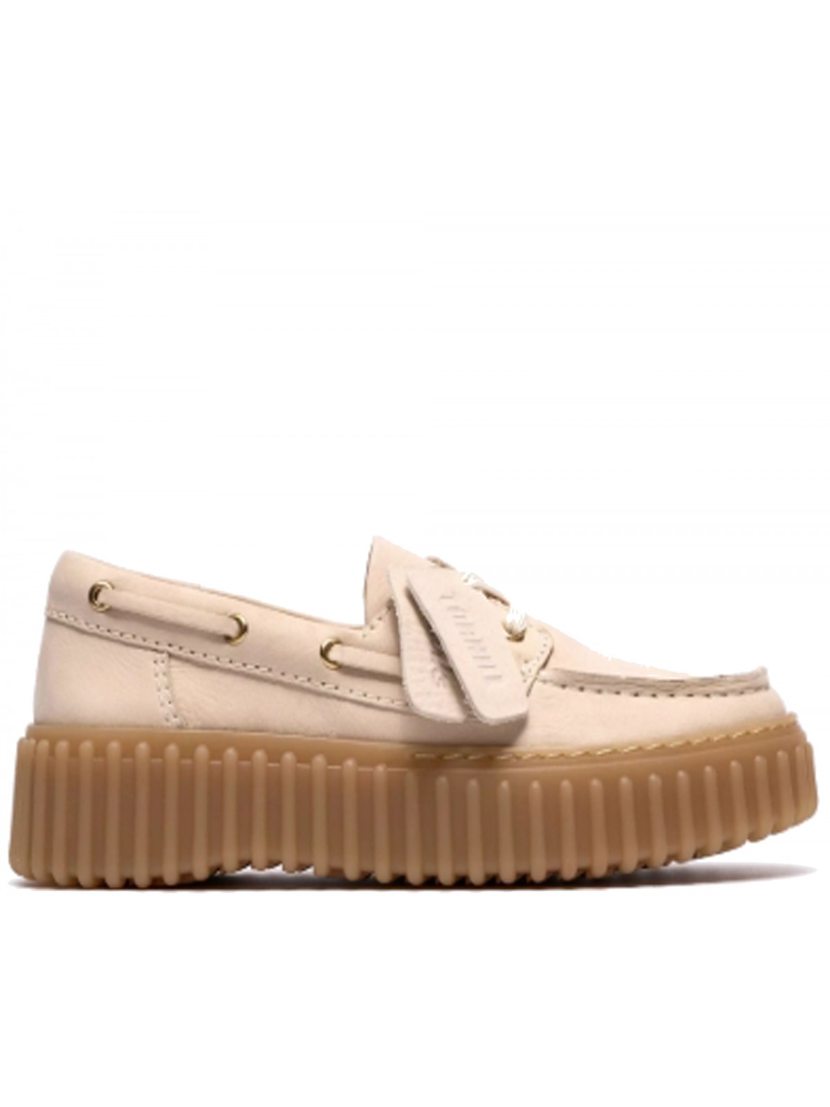 Clarks Torhill boat cuir nubuck crème