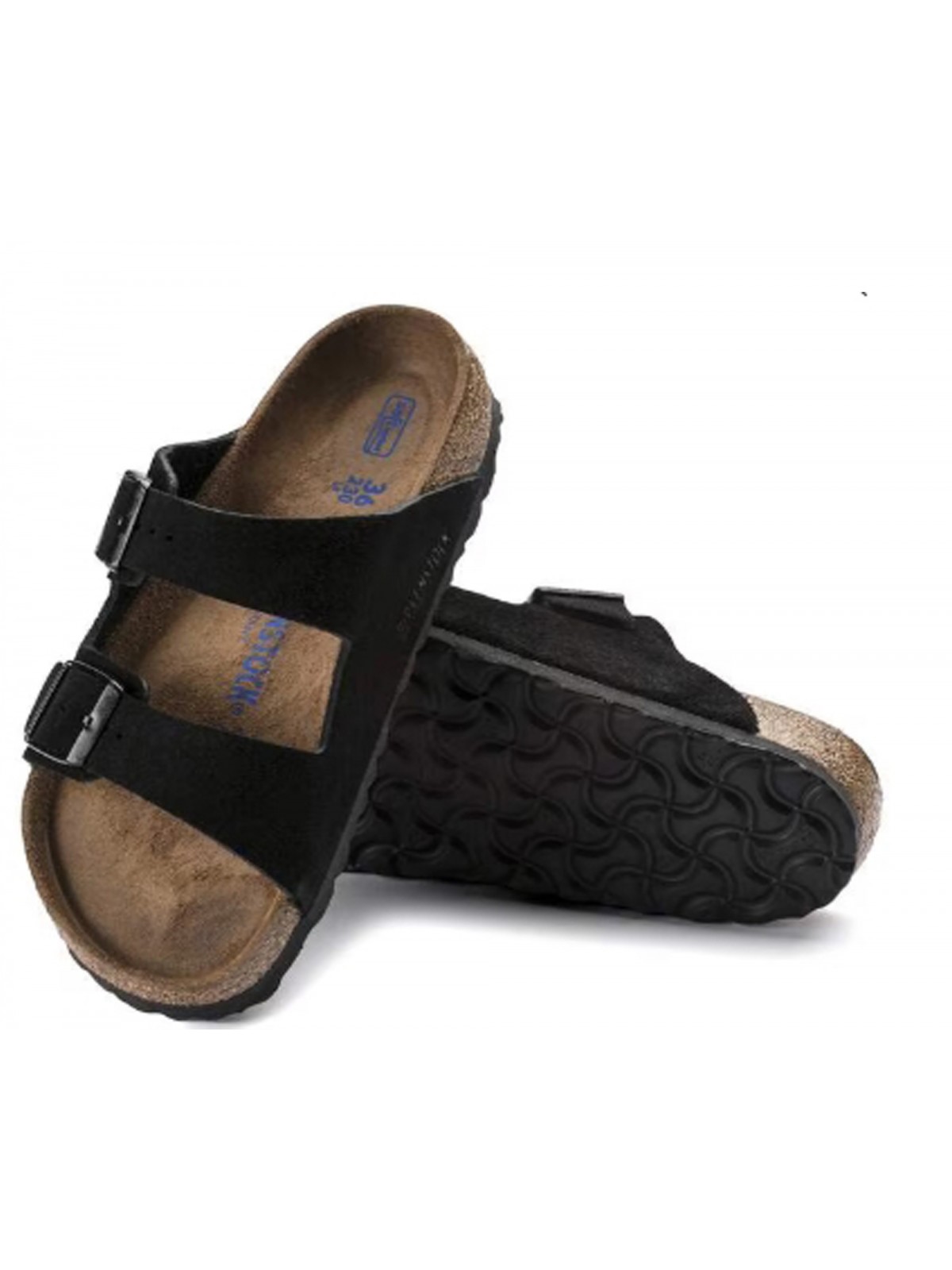 Birkenstock Arizona suède mono noir Lit de pied souple