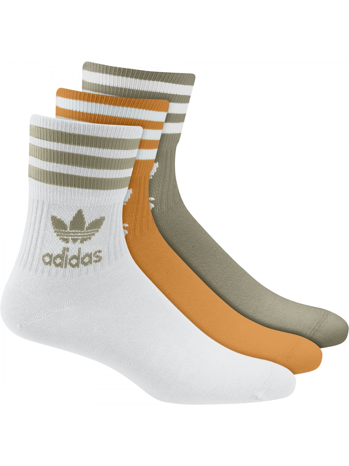 ADIDAS Chaussettes Mid Crew blanc kaki orange
