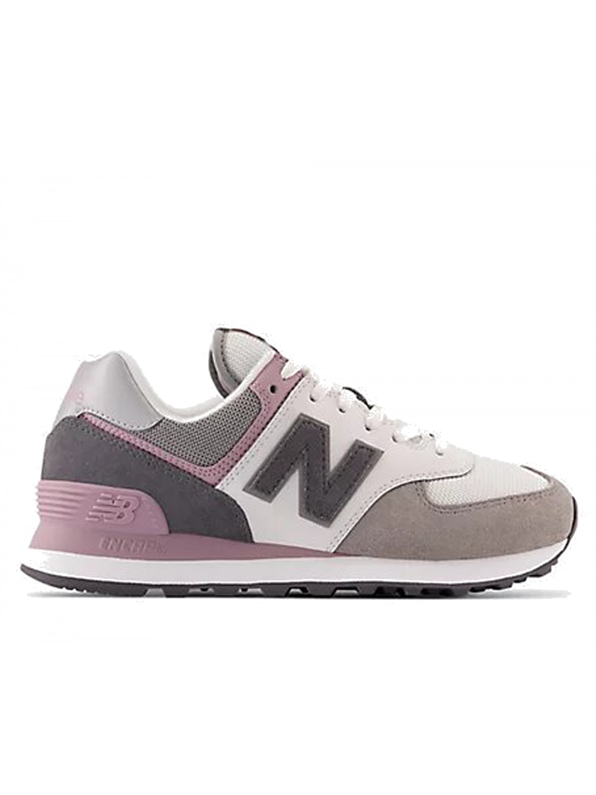 New Balance WL574 cuir blanc / rose / mauve