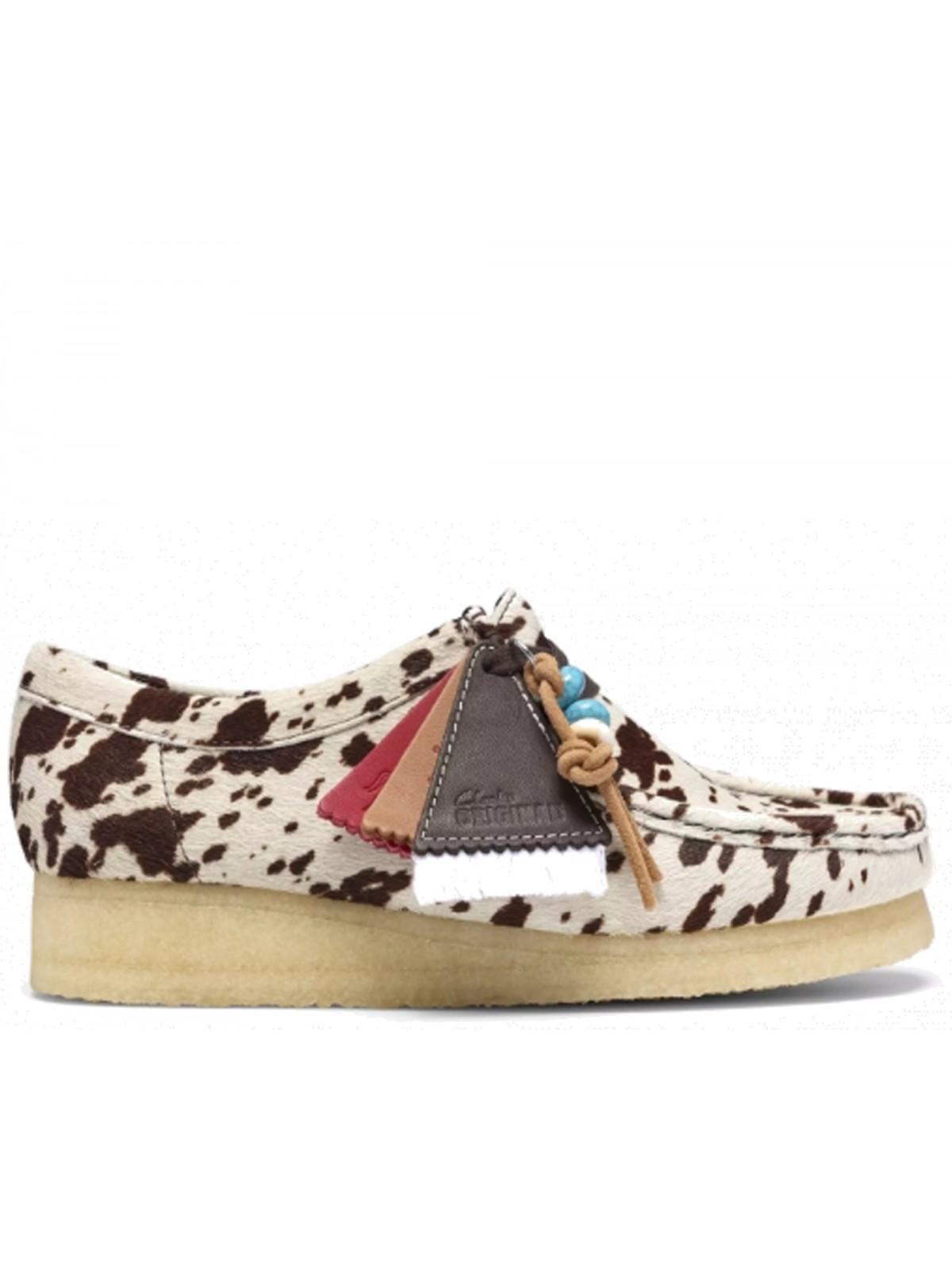 Clarks Wallabee brown cow print vache