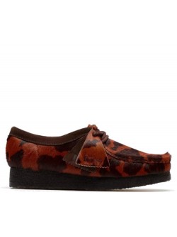 Clarks Wallabee brown cow print 