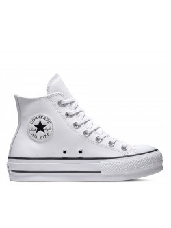 Converse Chuck Taylor all star Lift cuir plateforme blanc