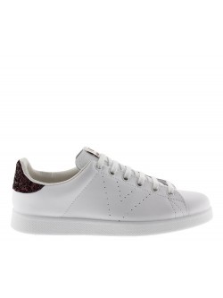 Victoria Tennis cuir 125104 cuir paillettes blanc / prune