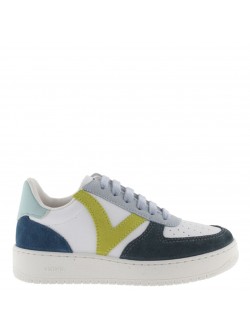 Victoria Madrid cuir multicolore bleu  / pistache