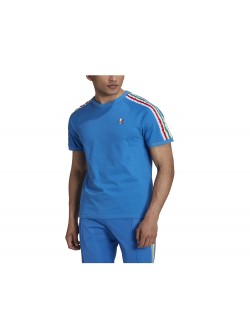 ADIDAS HK7423 Tee- Shirt 3 bandes Italie bleu