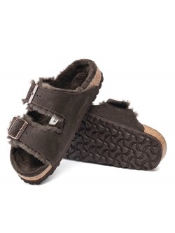 Birkenstock Arizona Suède Mocca en fourrure d'agneau