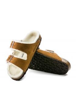 Birkenstock Arizona Suède mink en fourrure d'agneau