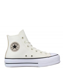 Converse Chuck Taylor all star Lift cuir plateforme beige