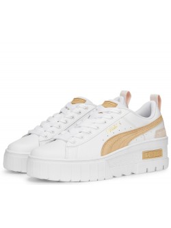 Puma Mayze Wedge cuir Pastel blanc / camel