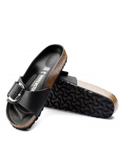 Birkenstock Madrid Big Buckle noir ( cuir huilé )