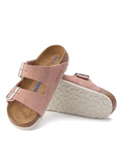 Birkenstock Arizona suède Pink / Clay Lit de pied souple