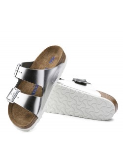 Birkenstock Arizona Métal / Silver Lit de pied souple