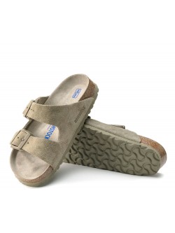 Birkenstock Arizona suède faded kaki Lit de pied souple
