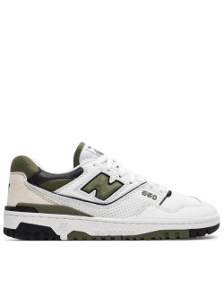 New Balance BB550 cuir blanc / olive