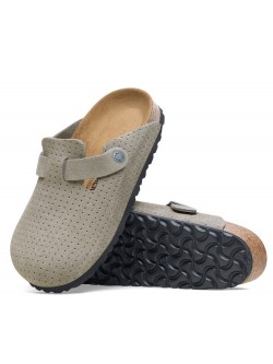 Birkenstock Boston suède stone coin