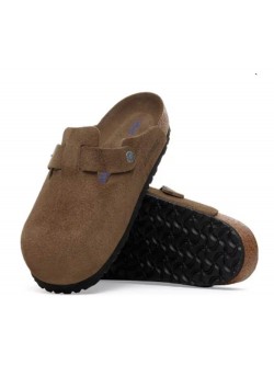 Birkenstock Boston suède dark tea Lit de pied souple