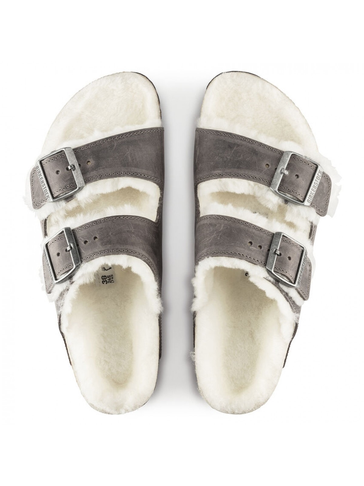 Birkenstock Arizona Cuir Iron en fourrure d agneau